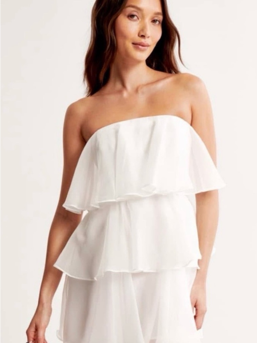 Abercrombie White Tiered Ruffle Dress